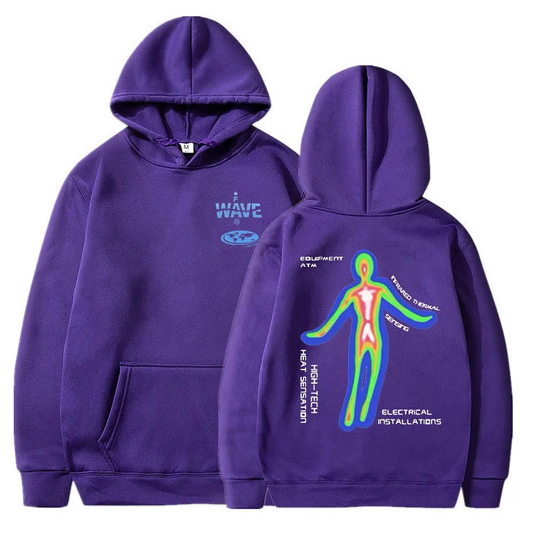 Skeleton Thermal Imaging Graphic Print Hoodie Hip Hop Streetwear Sweatshirt at Hiphopee