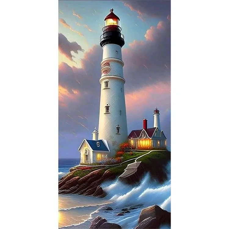 Seaside Lighthouse 40*80CM(Canvas) Full Round Drill Diamond Painting gbfke