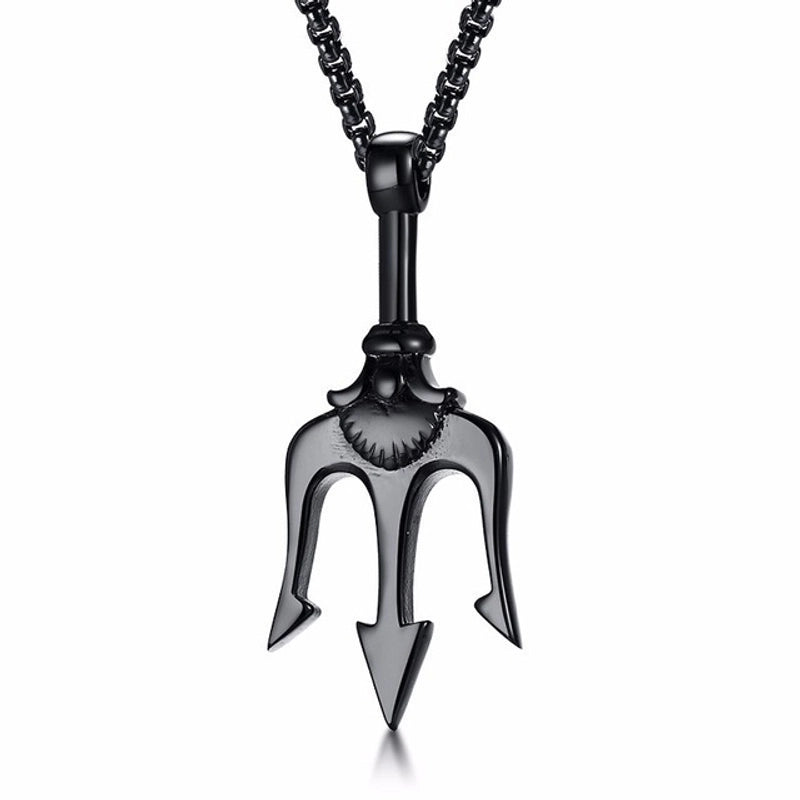 Haiwang Trident Pendant Stainless Steel Necklace Original Cool Design Men’s Domineering Simple Hip Hop Sweater Chain