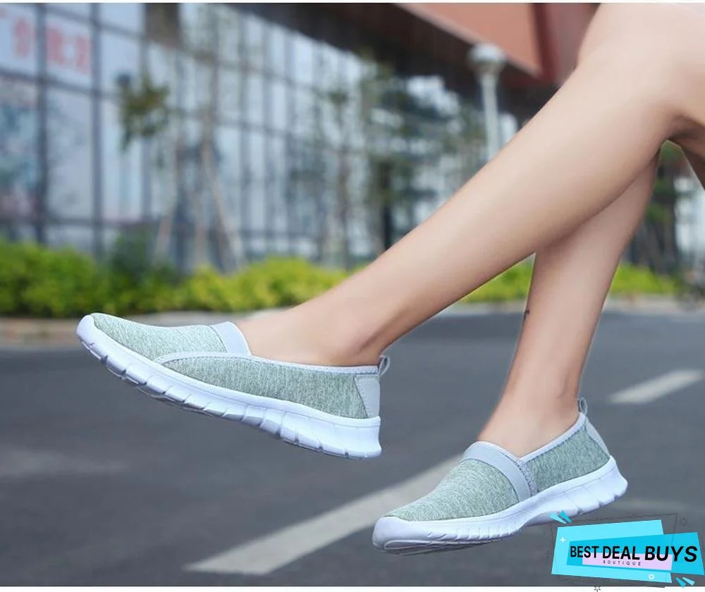 Women Slip On Loafers Plus Size Breathable Mesh Ballet Sneakers Flat Shoes