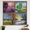 (4pcs) Seasons-14CT Stamped Cross Stitch 16*16cm(Bundle Sale)