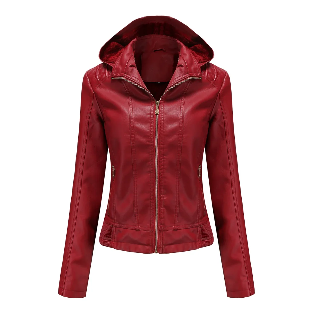 Leather Plush Winter Jacket For Women