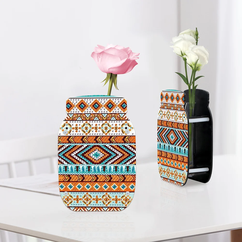 Mandala Acrylic Double Sided Special Shape Diamond Painting Vase for Home