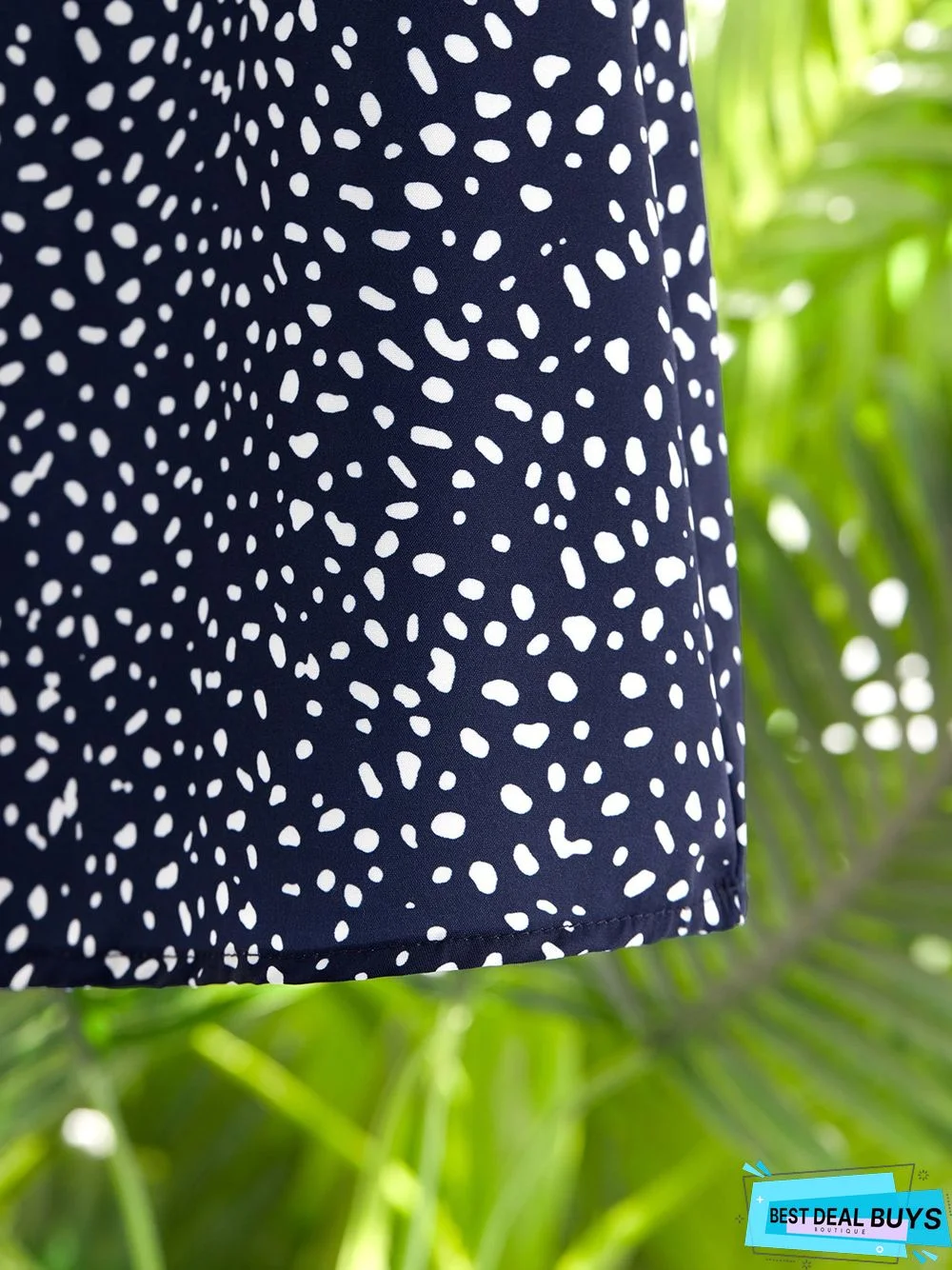 Casual V Neck Polka Dots Short Sleeve Woven Dress