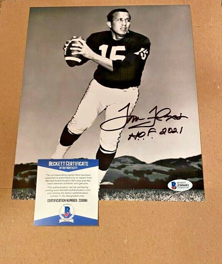 TOM FLORES SIGNED OAKLAND RAIDERS 8X10 Photo Poster painting W/HOF2021 BECKETT CERTIFIED #4