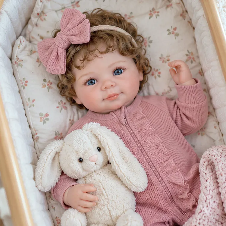 [Pre-Order] Bellory 17&rdquo; Vinyl Reborn Girl Doll &ndash; Hand-Painted Hair, Brown Eyes & Pink Romper