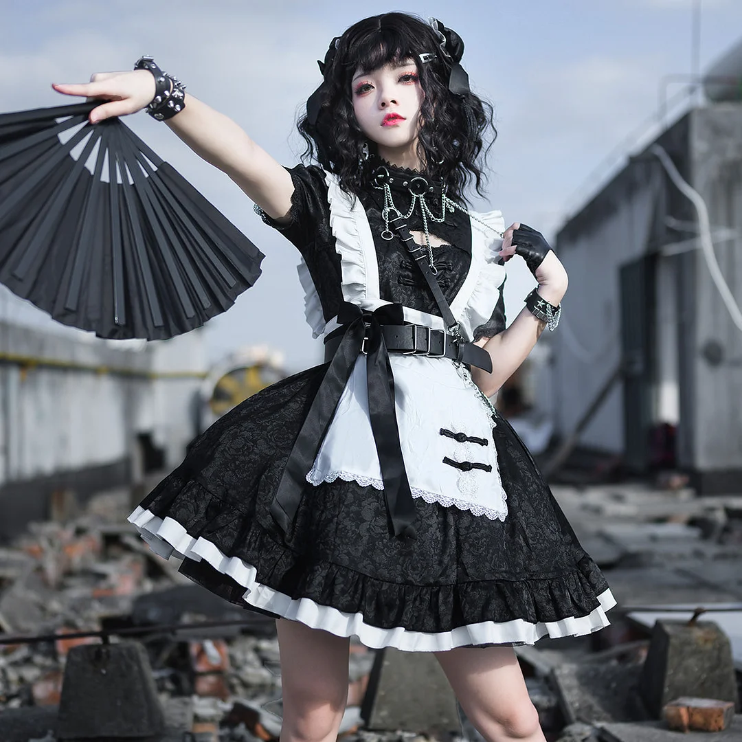 Panda Girl Gothic Anime Egirl Look Maid Suit Dress SP16646