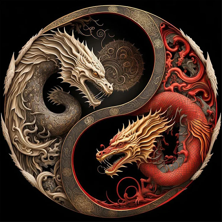 Tai Chi Dragon Painting 30*30CM(Canvas) Full Round Drill Diamond Painting gbfke