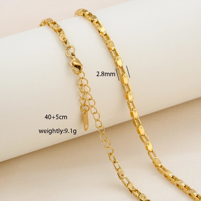 Basic Minimalist Solid Color 304 Stainless Steel 18K Gold Plated Necklace