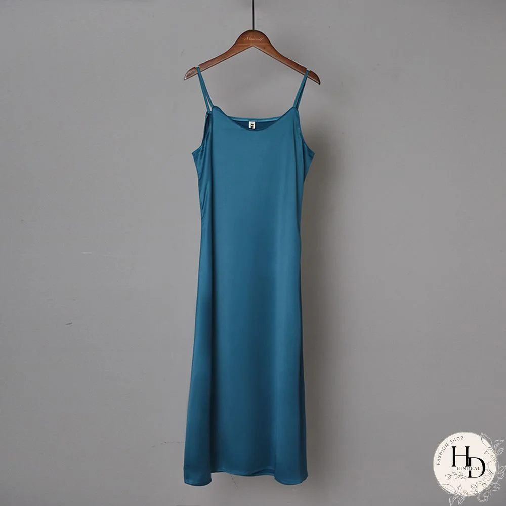 Ordfree Summer Women Long Satin Slip Dress Spaghetti Strap Elegant Lady Sexy Satin Party Dress S-4XL