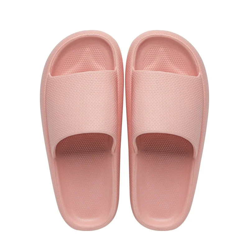 Spot Home Solid Color Thick-Soled Slippers Couple Fashion Non-Slip Bathroom Slides Street Trend Slippers Wholesale