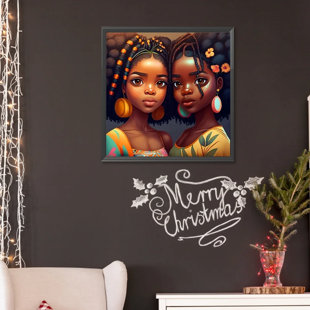 Diamond Painting - Full Round Drill - Black Girl(Canvas|30*30cm)