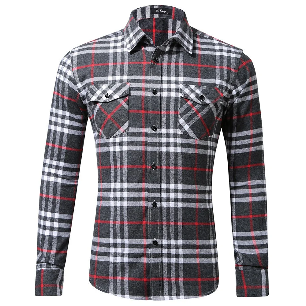 Plaid Flannel Shirt Jacket For Men