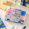 64 Double Buckle Large Clear Bead Organizer Box with Compartments Plastic Storage Boxes Set with Stickers Multifunctional Diamond Painting Storage Containers for Diamonds Seeds Beads Nail Rhinestones