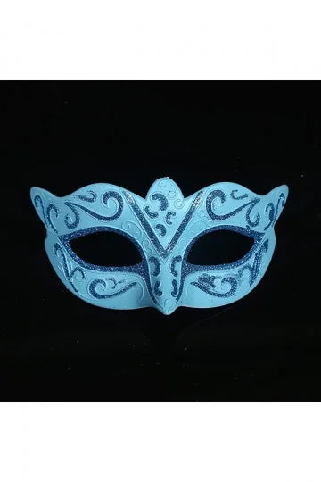 Children'S Glitter Plastic Half Face Eyes Mask For Halloween Party Blue-elleschic