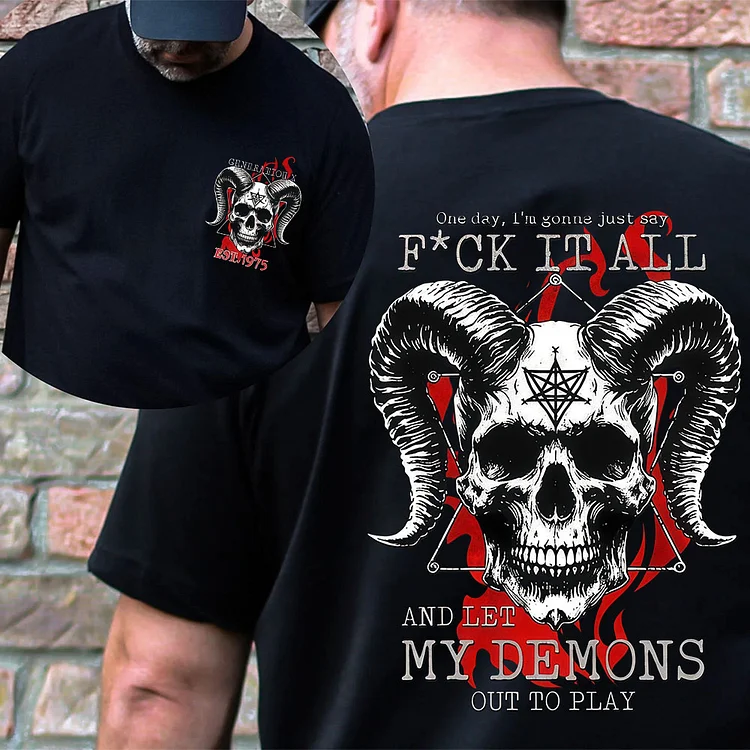 Gen X Skull Let My Demons Out to Play T-Shirt, Generation X Hoodie, Sweatshirt，Custom Year Of Birth Shirt