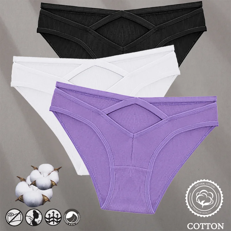 Billionm Women Sexy Cotton Underwear V-Waist Hollow Out Panties Briefs Solid Color Intimates Lingerie Female Comfortable Panty