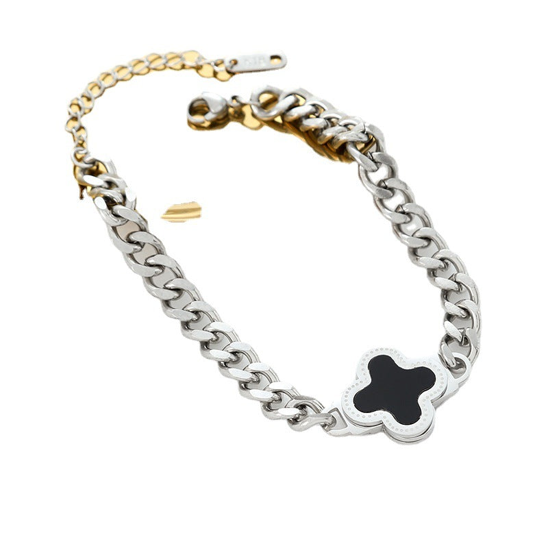 Women Clover Geometric Titanium Steel 18K Gold Plated Bracelets