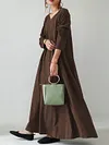 V-Neck Long Sleeve Loose Maxi Dress