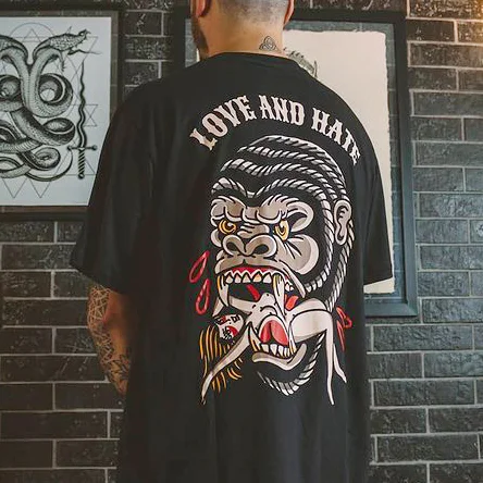 Love And Hate Orangutan Print T-shirt