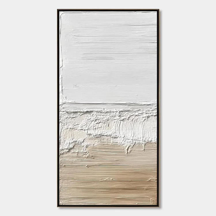 SHORELINE ECHO: Wabi Sabi Textured Minimalist Painting（Canvas painting）