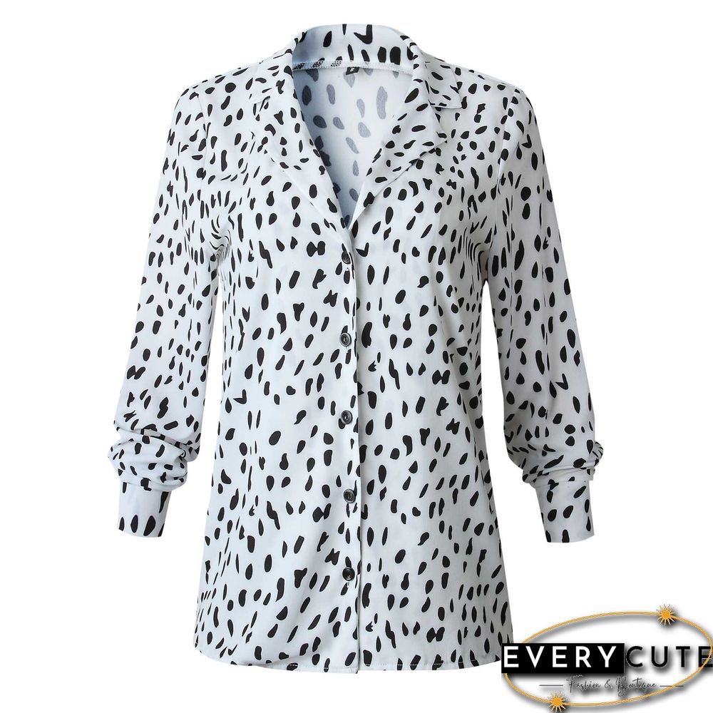 Oversized Retro Long Sleeve Leopard Print Button Up Shirt Womens