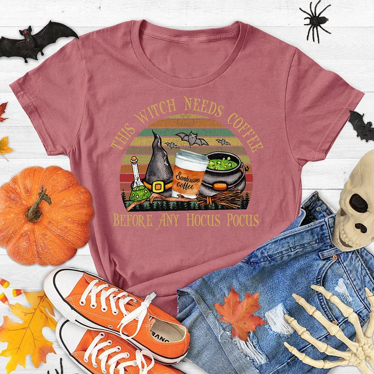 This Witch Needs Coffee Before Any Hocus Pocus T-Shirt-06886