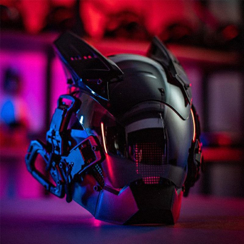 Space Black Samurai Horn Battle Mask