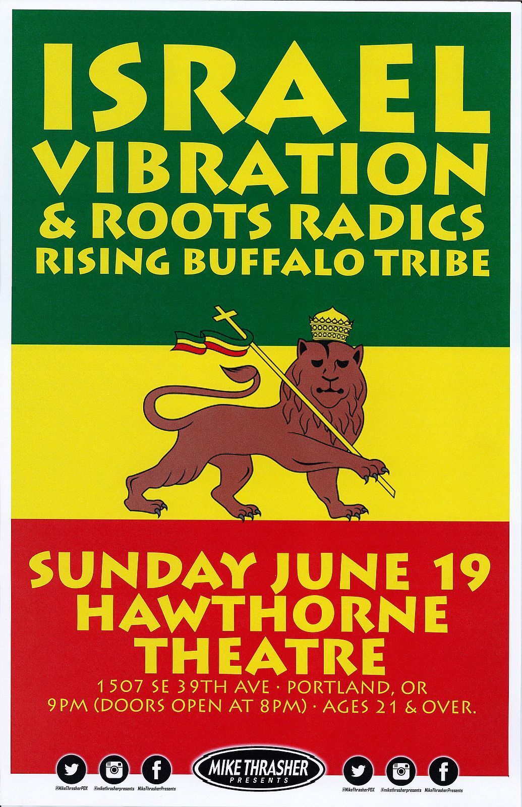 ISRAEL VIBRATION 2016 Gig POSTER Portland Oregon Concert