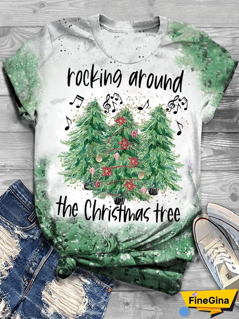 Rocking Around The Christmas Tree Print Tee