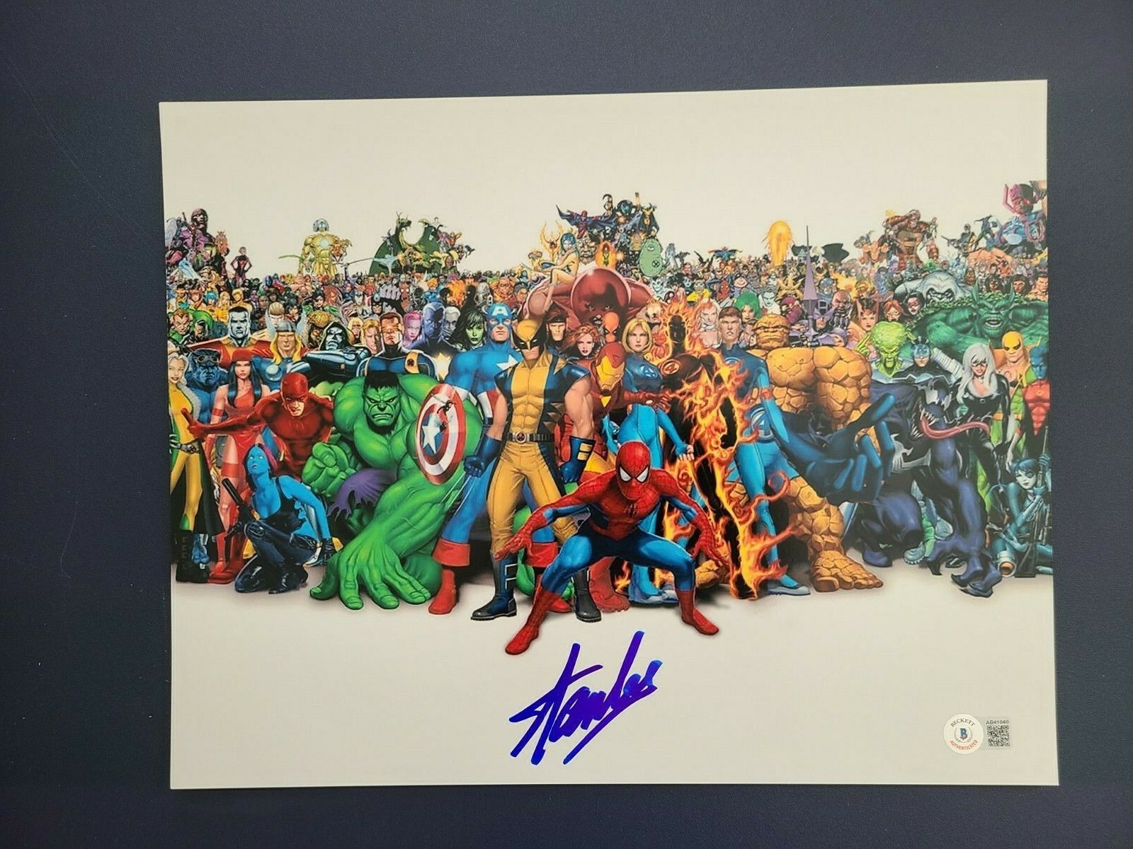 STAN LEE signed 11x14 MARVEL COMICS Photo Poster painting Beckett BAS LOA