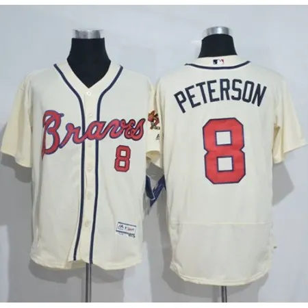 Braves #8 Jace Peterson Cream Flexbase Authentic Collection Stitched MLB Jersey