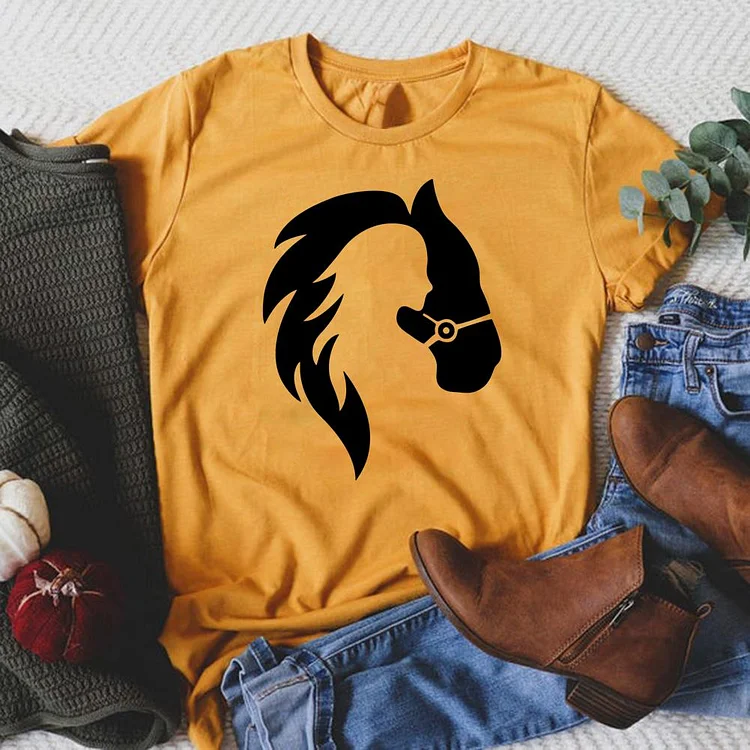 Women Horse Lover Round Neck T-shirt