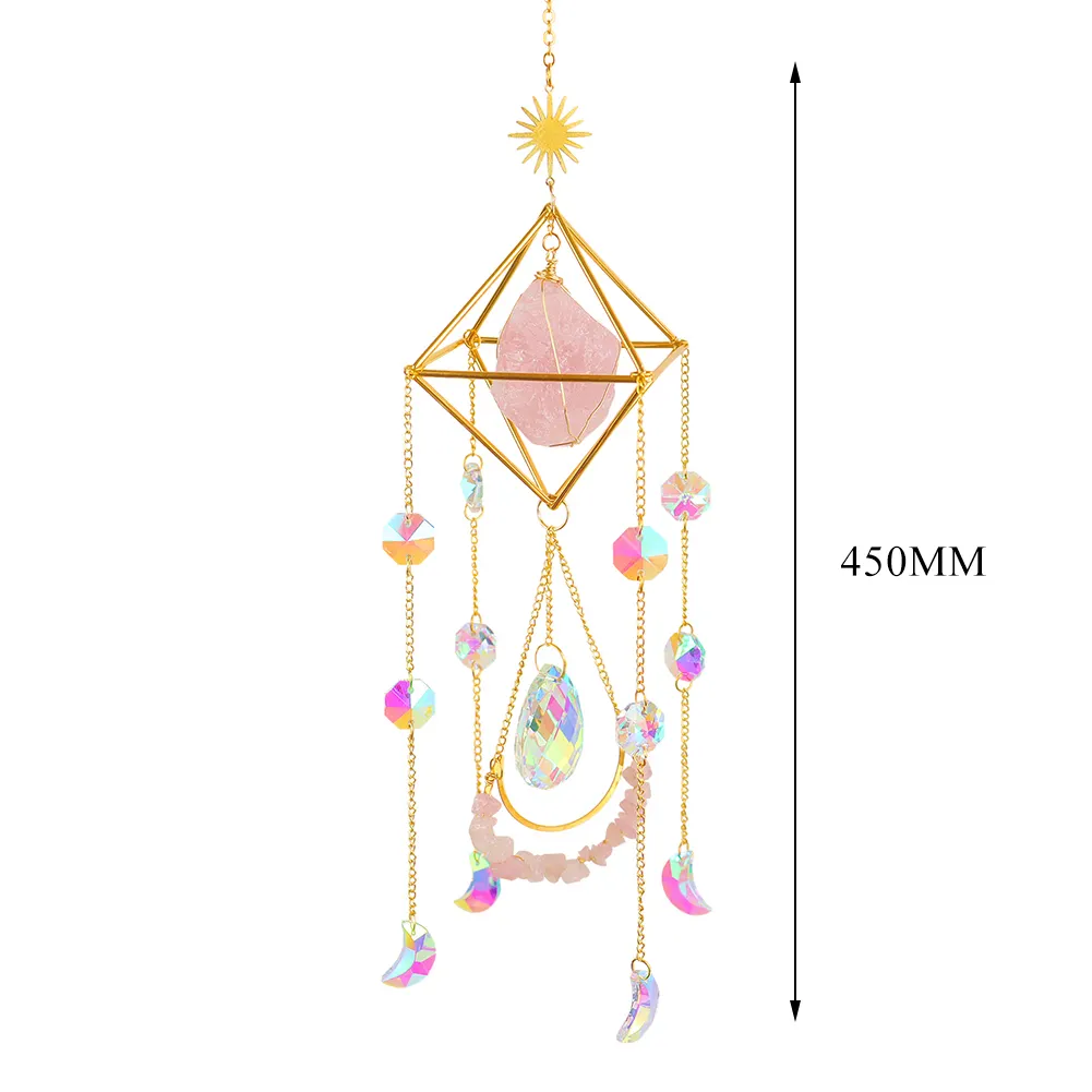 Crystal Light Catchers Wind Chime Sunlight Trap Windchimes Jewelry (Pink)