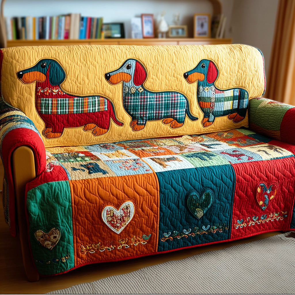 Dachshund Vibes Quilted Sofa Cover NCU0TD2136 everthome