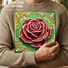 DIY Pearl Painting Red Roses for Home Decor with Frame(25x25cm)