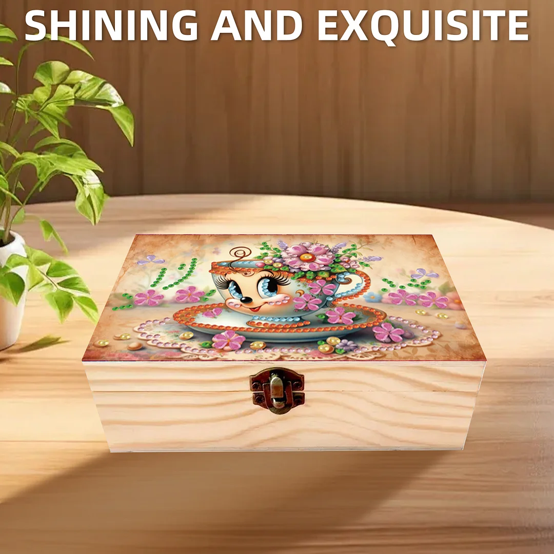 1Pc DIY Diamond Painting Wooden Storage Box Jewelry Box Kits (MZH031)