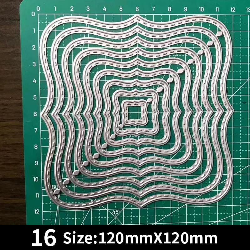 Frames Square Card Curves Border Metal Cutting Dies for DIY Scrapbook Cutting Die Paper Cards Embossed Decorative Craft Die Cut