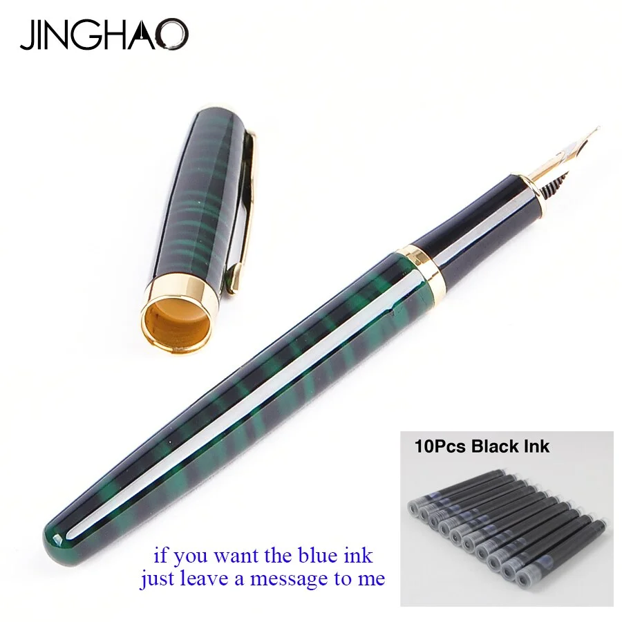 High Quality Metal Black Fountain Pen F nib Luxury ink Pens School & Office Supplies stationery Elegant Pens For writing Gift