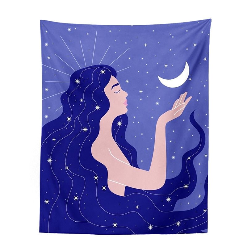 Moon Phase Girl Tapestry Wall Hanging Boho Wall Bedroom Girl's room Dorm hippie Witchcraft Tapestry wall decoration cloth