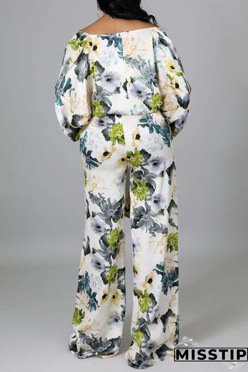 Multicolor Casual Print Bandage Patchwork V Neck Long Sleeve Two Pieces