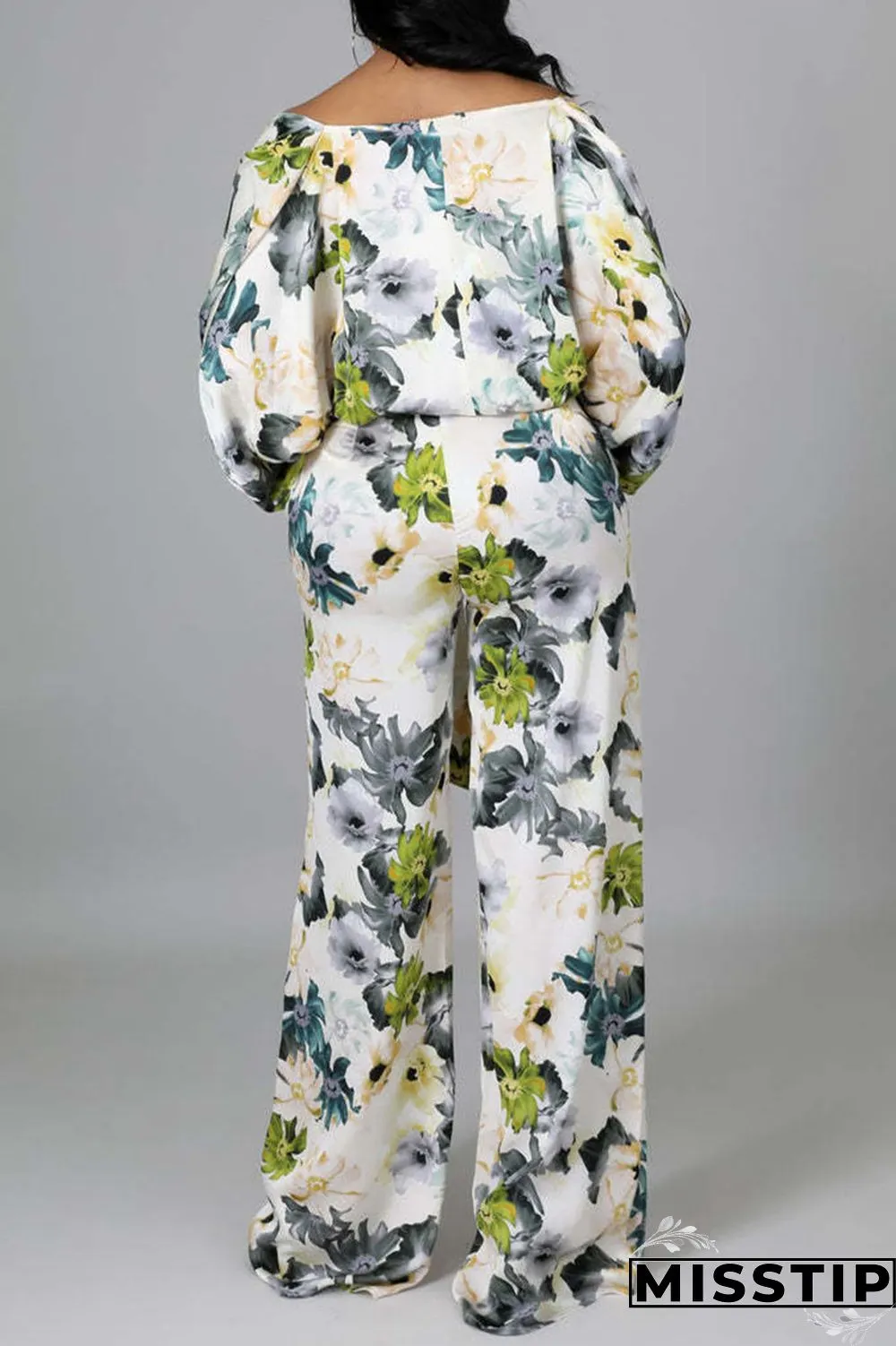 Multicolor Casual Print Bandage Patchwork V Neck Long Sleeve Two Pieces