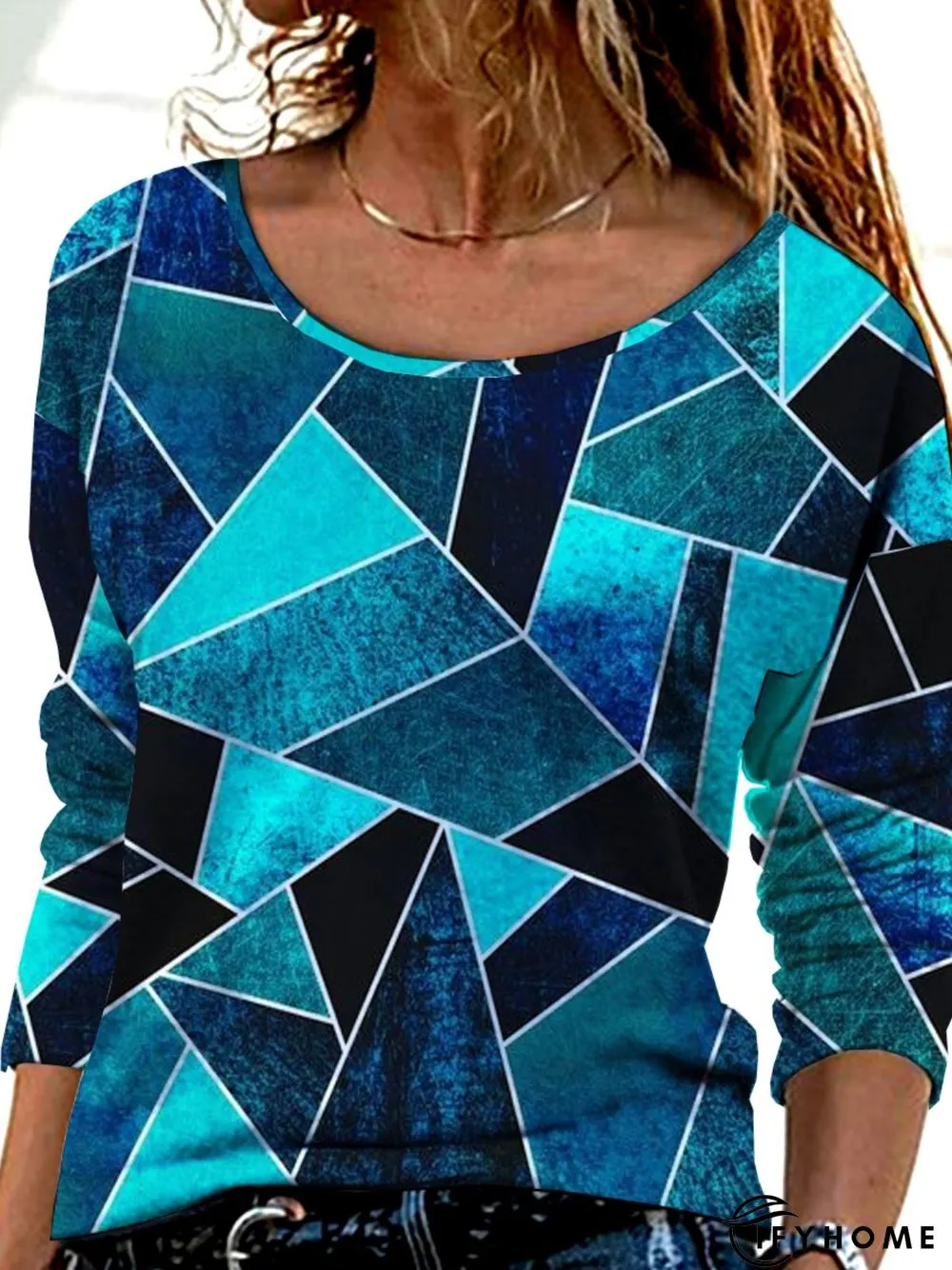 Casual Abstract Autumn Lightweight Micro-Elasticity Daily Jersey Crew Neck Regular T-shirt for Women | IFYHOME