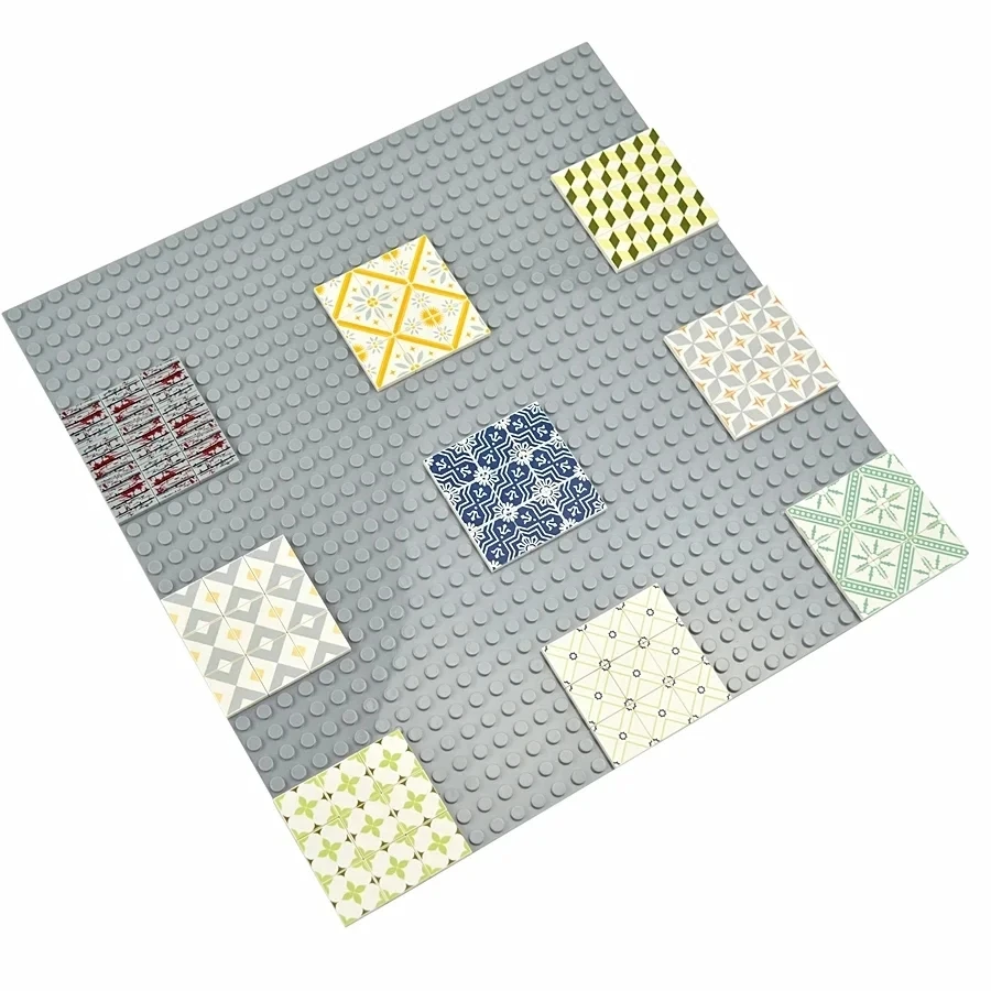 Building Blocks Decoration Ceramic Tile MOC City House Bricks Smooth 2x2 4x4 6x6 Floor Printed Tile 