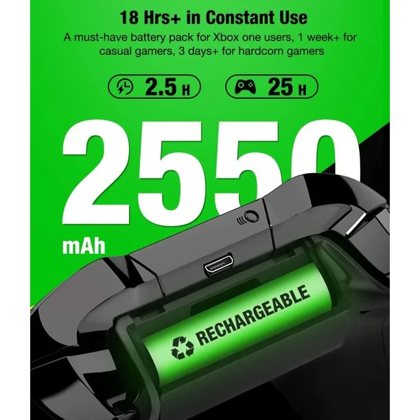 DinoFire Xbox Charger Station for Xbox Series X|S/Xbox One, with 2x2550 mAh Xbox Rechargeable Battery Pack