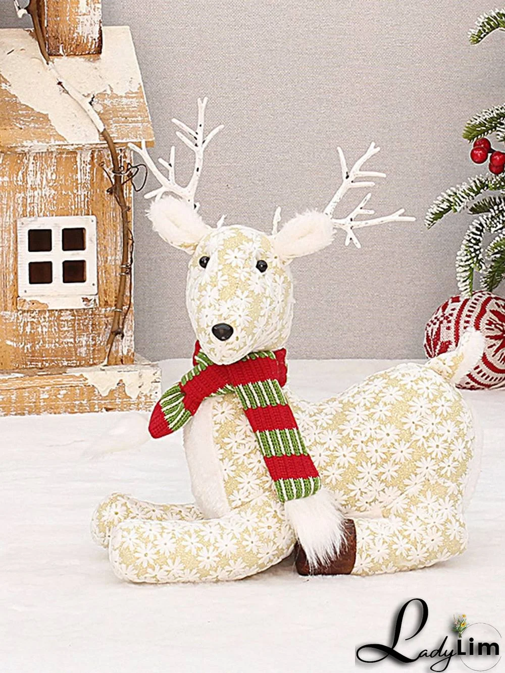 Christmas Snowflake Fabric Four-Legged Elk Ornament