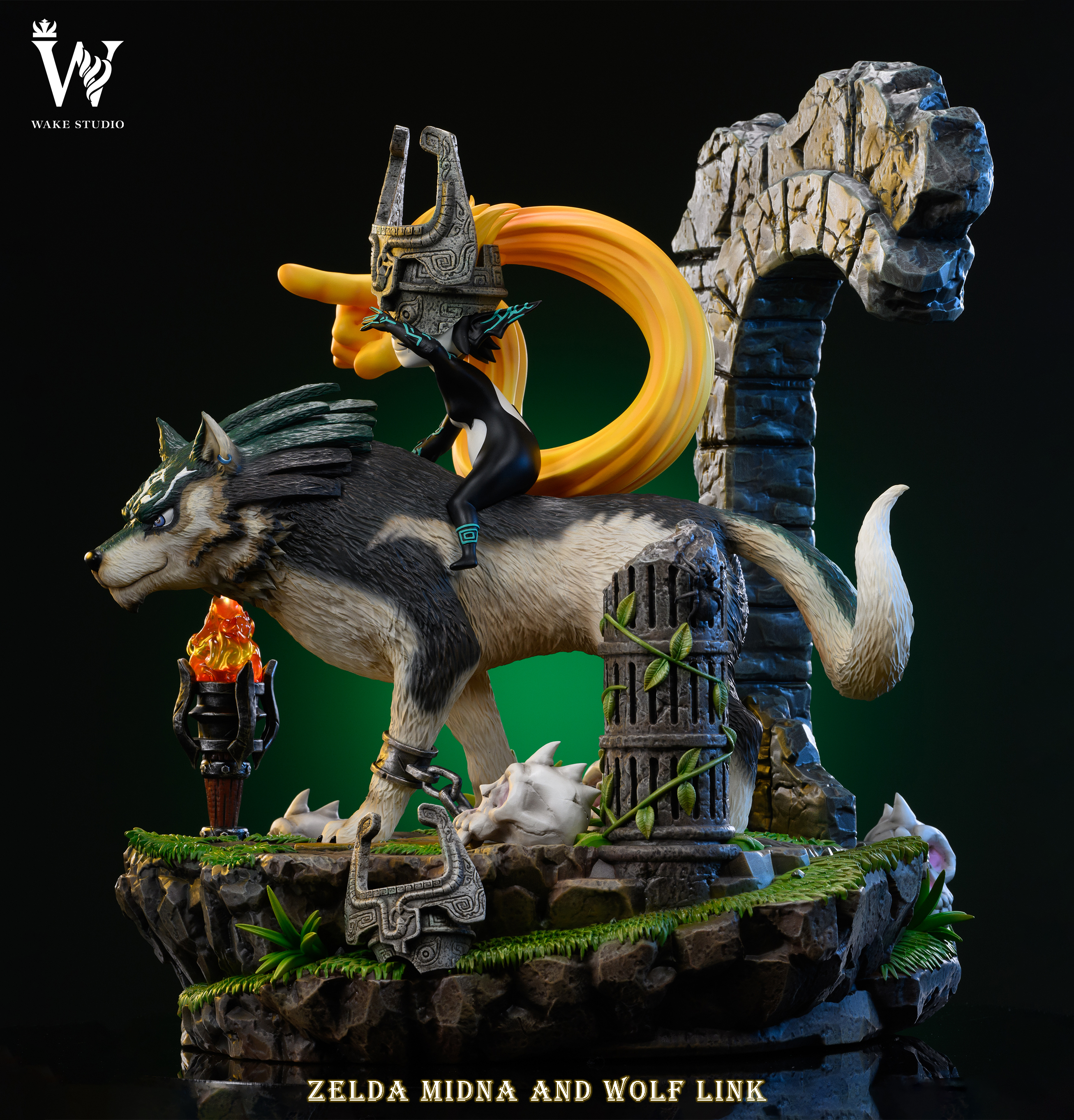 Wake Studio - The Legend of Zelda Wolf link and Epona 1/4 Statue(GK)-