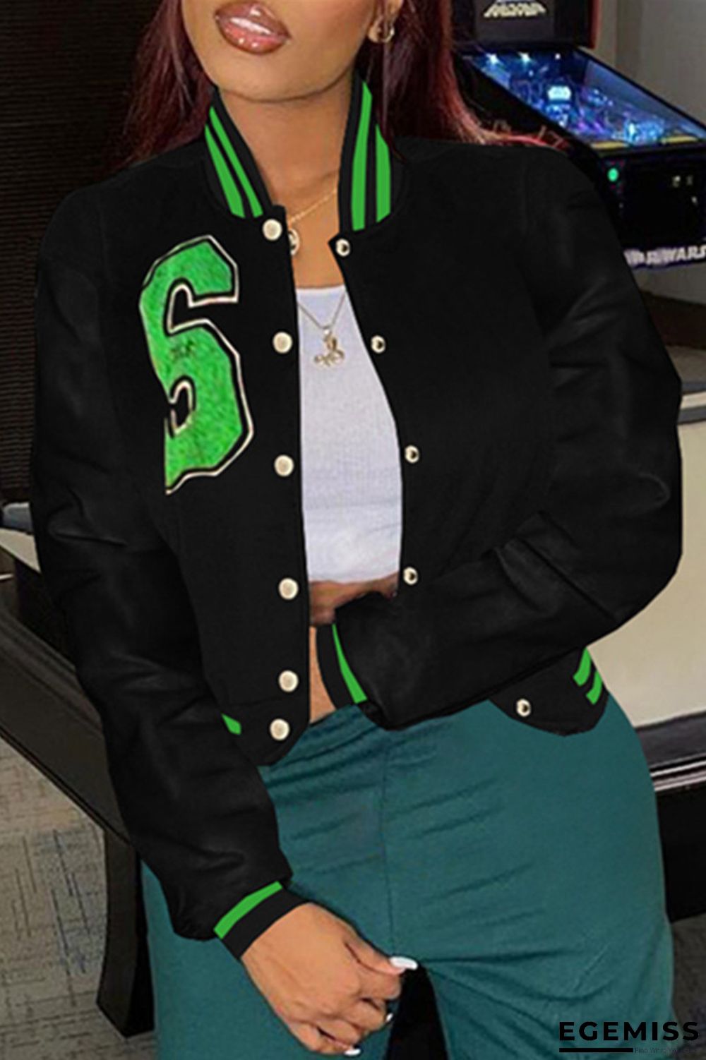 Black Fashion Casual Patchwork Cardigan Outerwear | EGEMISS