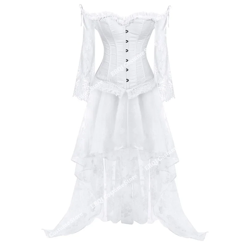 Billionm Corset Dress Lace Floral Body Shape Sexy Corsets Dresses for Women Elegant Halloween Cosplay Costume White Plus Size