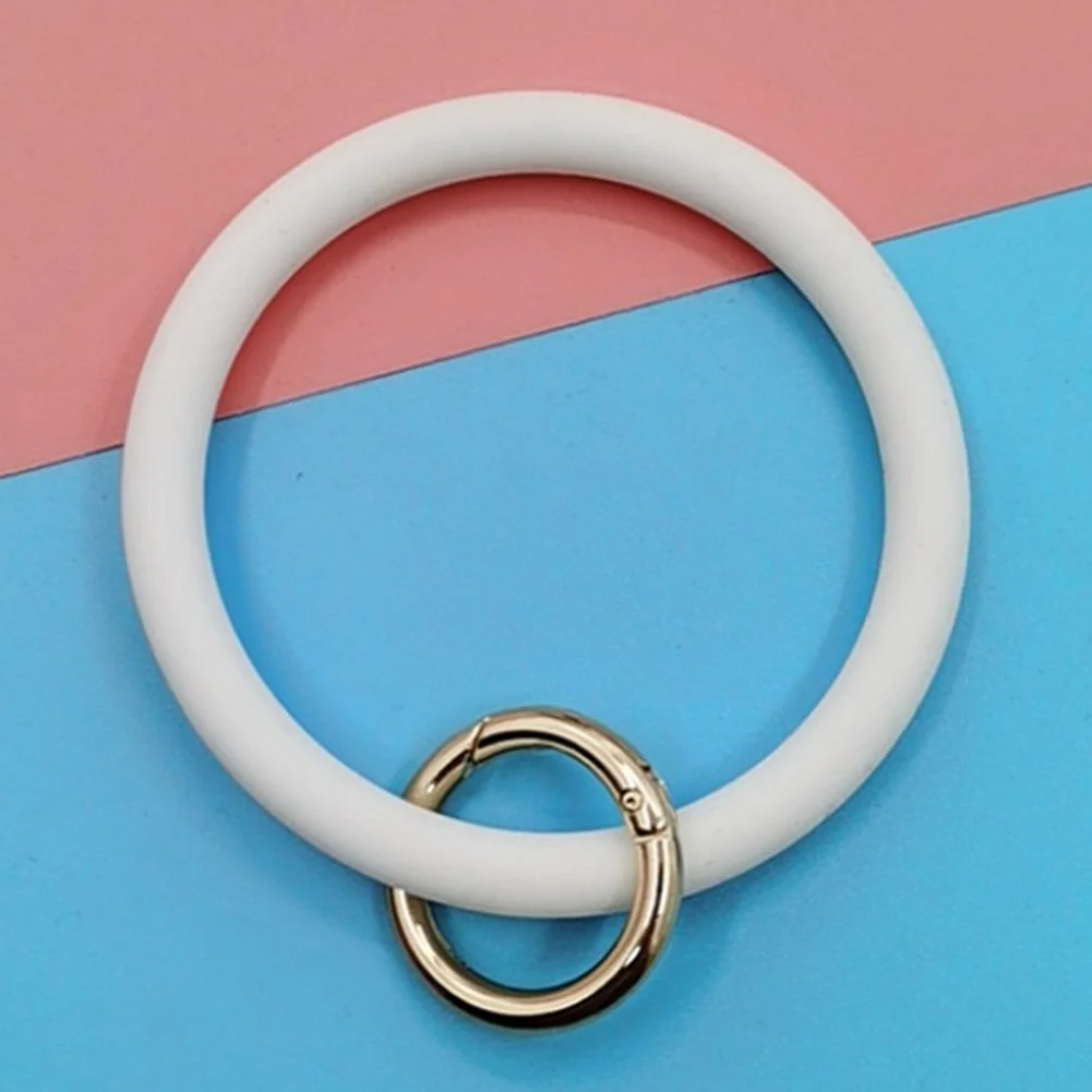Dvacaman Hot Sale Big O Shaped Silicone Loop Wrist Key Ring Keychain with Gold O Clasp Round Key Wrist Strap Accessory Wholesale